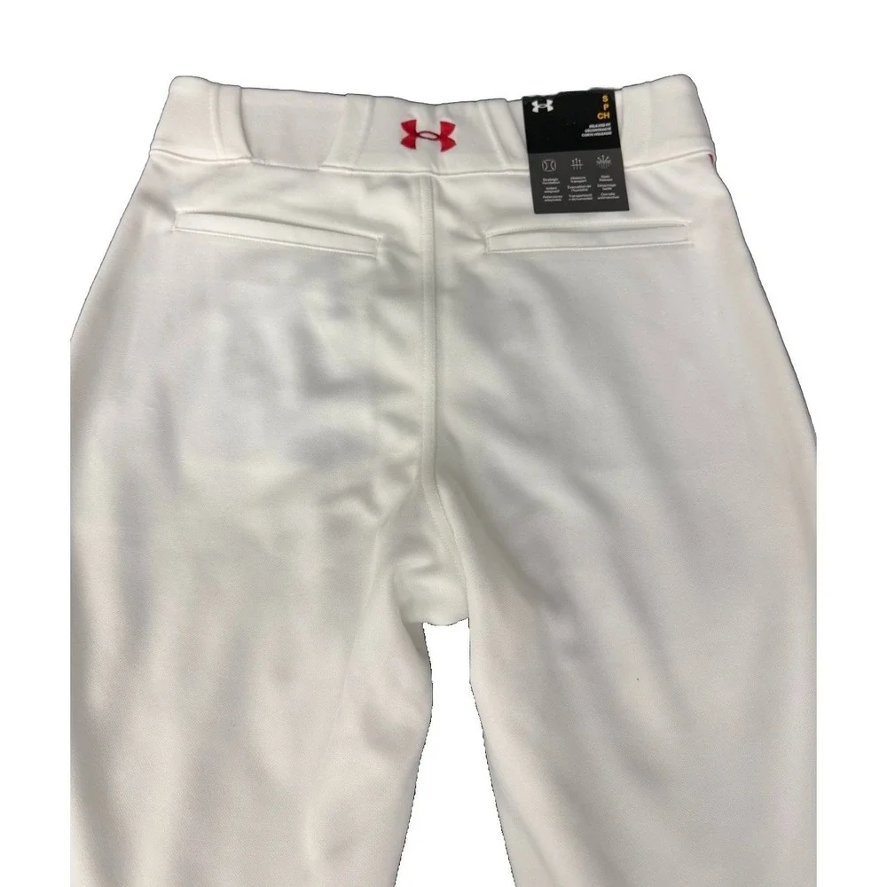 Under‎ Armour Baseball Pants Mens S Small White Red Gameday Vanish Piped Knicker
